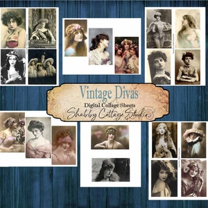 Vintage Divas - Digital Collage Sheets Ladies - Instant Download - Ephemera for Junk Journals - Printable Paper Crafting