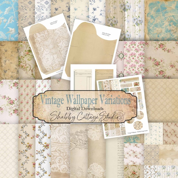 Printable Vintage Wallpaper Variations Digital Papers for Etsy UK