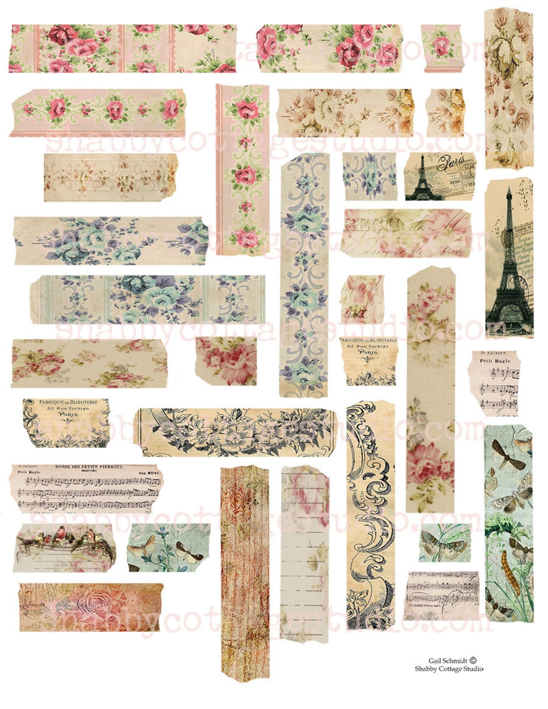 Faux Washi Tape 2 DIGITAL Download Printable Collage Sheet for  Scrapbooking, Journaling, Card Making and Paper Crafts 