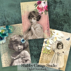 Vintage Children Ephemera: ATC Digital Collage Sheet (Printable Download)
