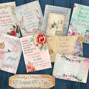 Digitale Bibelverse - Bibel journaling druckbar - Schriftkarten - ATCs oder Tags - Gebetstagebuching