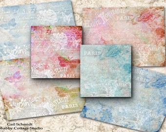 Softly Paris PRINTABLE DIGITAL SHEET Art Cards Tags Jewelry Display or Journaling Cards Lots of Uses