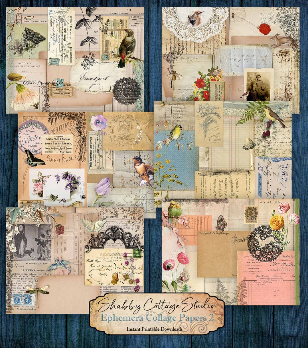Ephemera Collage Papers 2 - Printable Junk Journal Paper Pack - Instant ...