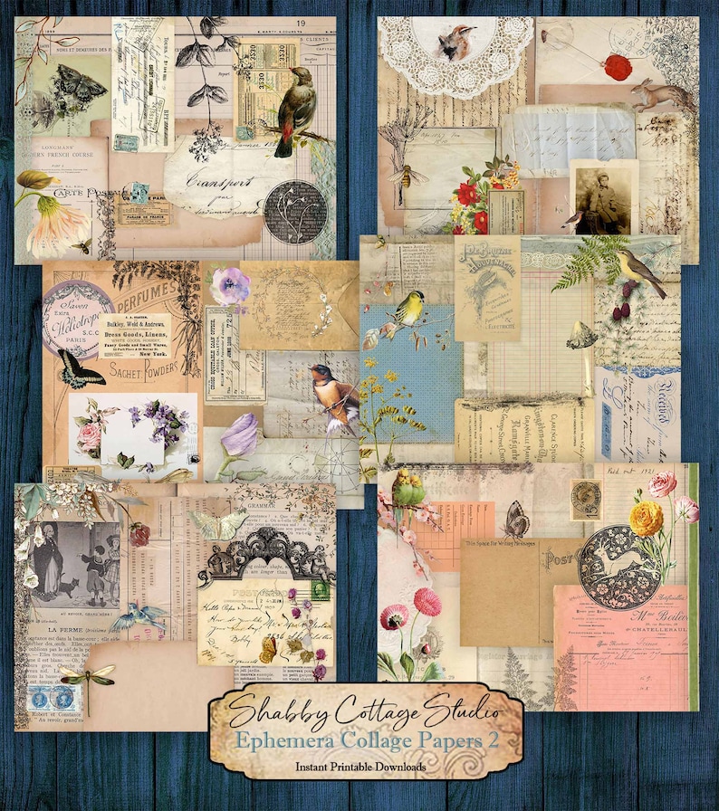Ephemera Collage Papers 2 - Printable Junk Journal Paper Pack - Instant ...