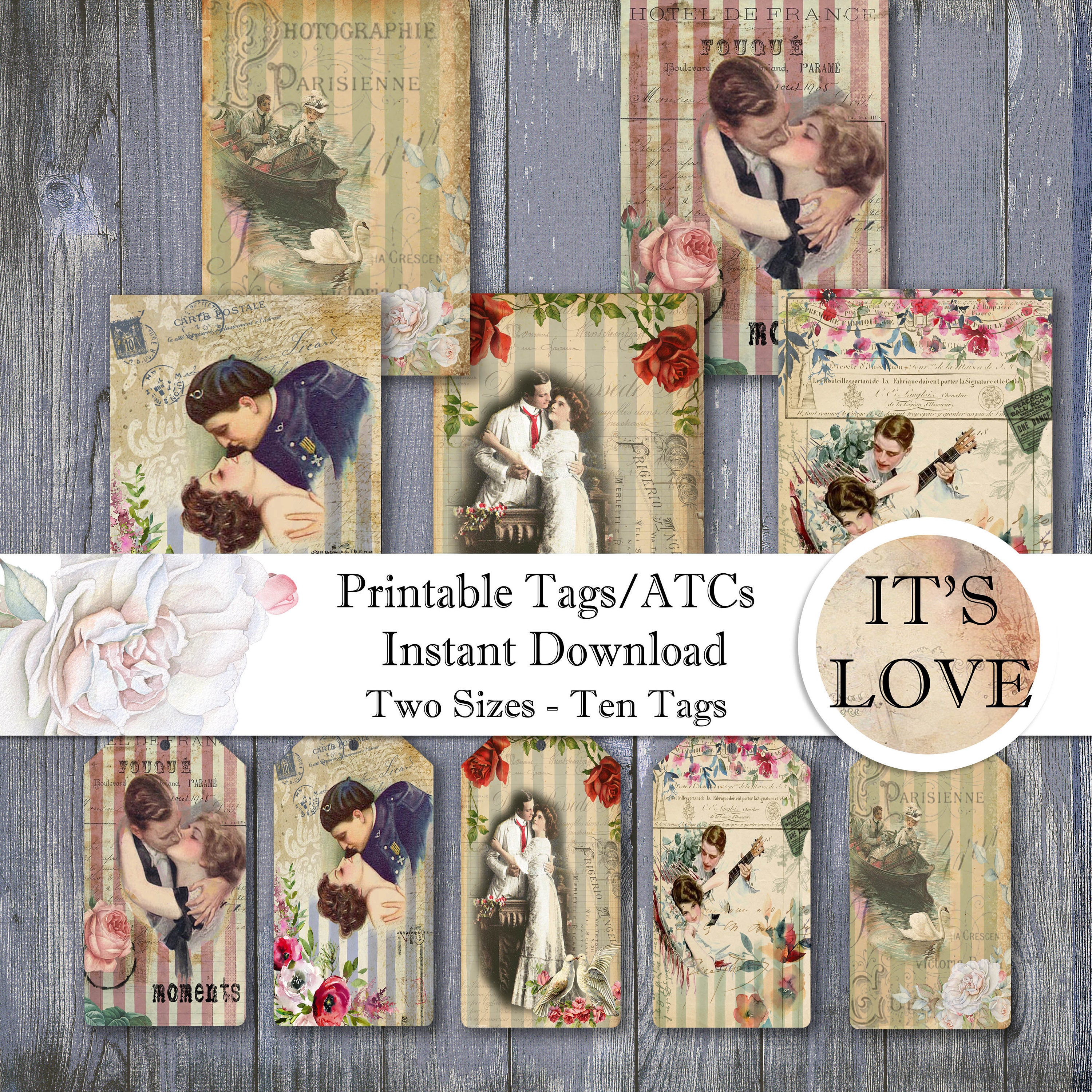 Digital Collage Sheet -printable Instant Download - Gift Tags - Vintage ...