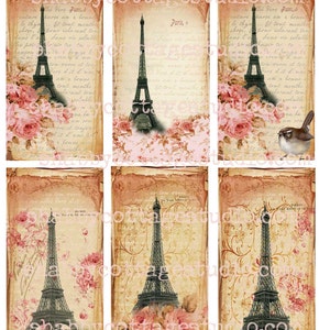DESCARGA INSTANTÁNEA DIGITAL Collage Sheet Paris Spring French Roses Shabby Chic look U Print Tags