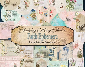 Printable Faith Based Ephemera  - KJV Quotes - Bible Junk Journal - Digital Junk Journal Ephemera - Faith Journaling - Bible Quotes