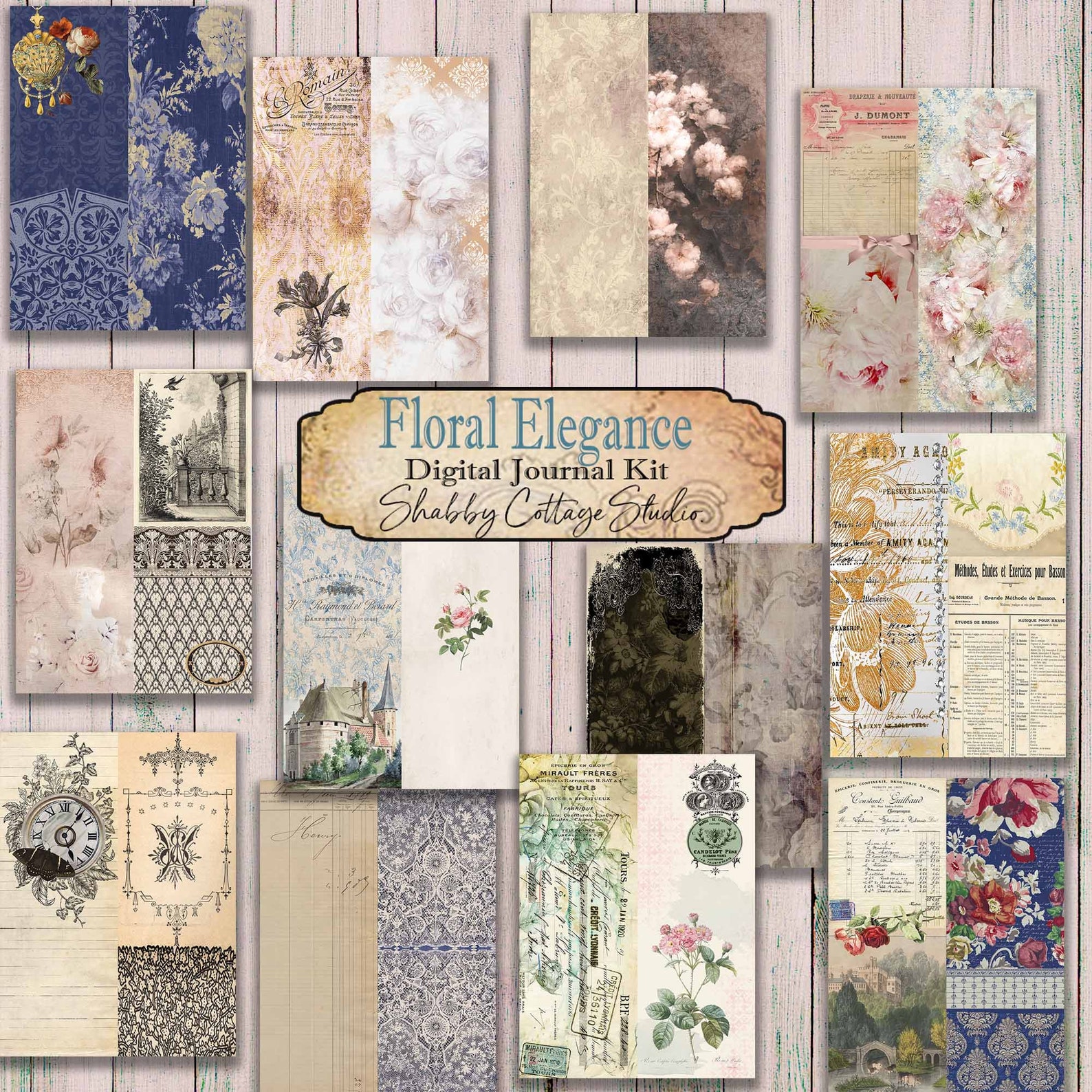 Printable Tall Skinny Junk Journal - Digital Slim Vintage Journal Kit ...