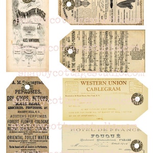 INSTANT DOWNLOAD DIGITAL Vintage Ephemera Tags