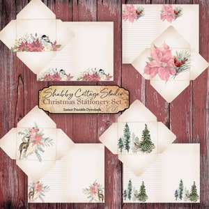Papiers numériques de Noël - Ensemble de papeterie de Noël imprimable - Enveloppes de Noël - Papeterie et enveloppes - Téléchargement instantané