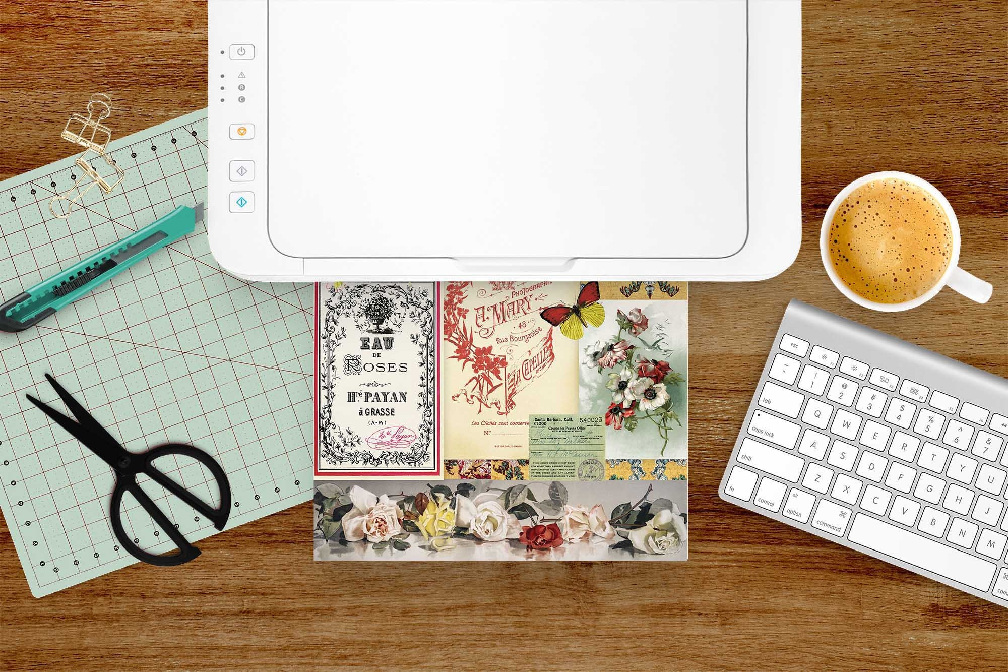 Ephemera Collage Papers Red - Printable Paper Pack - Digital Tear Sheet ...