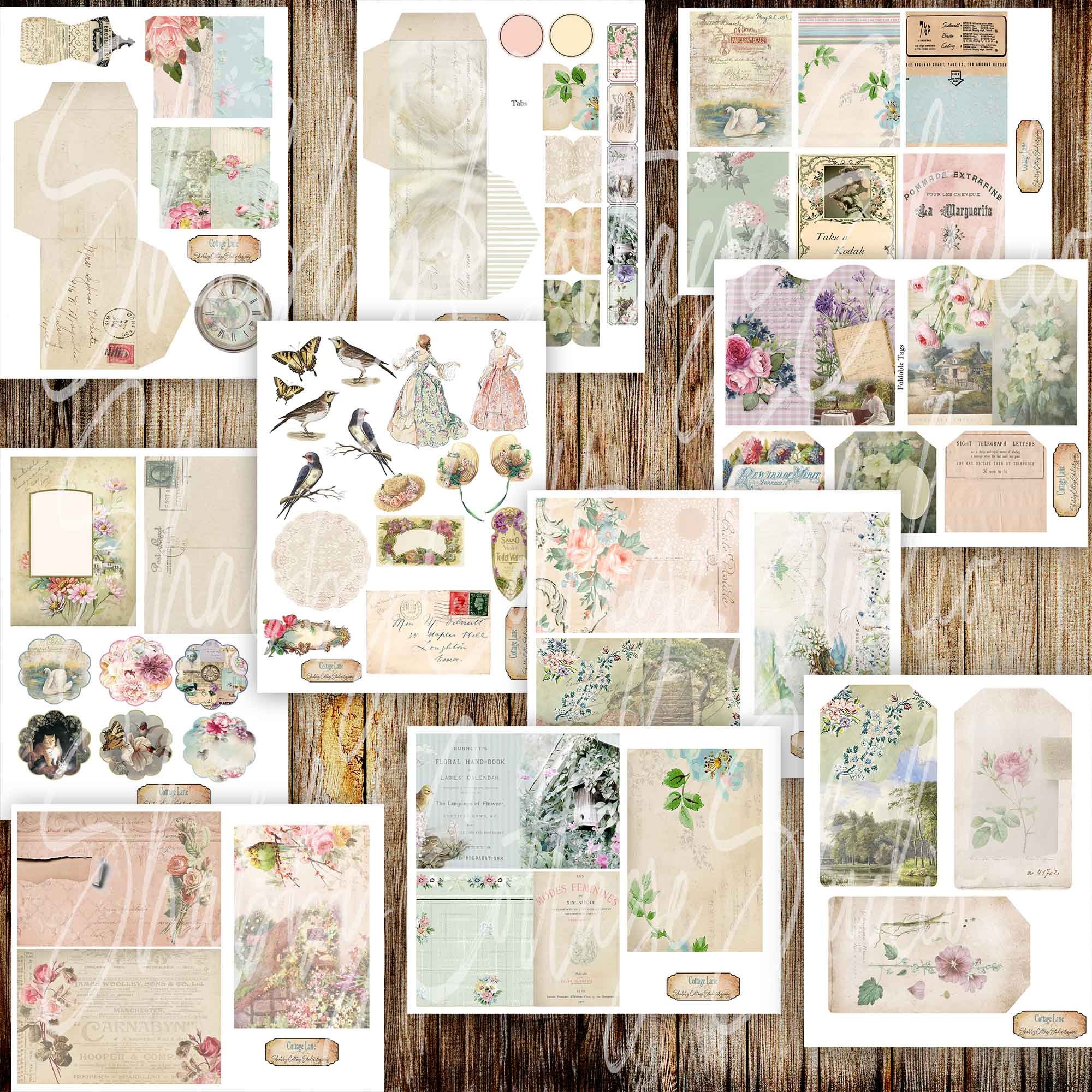 Cottage Lane Junk Journal Kit Printable Cottagecore Journal - Etsy