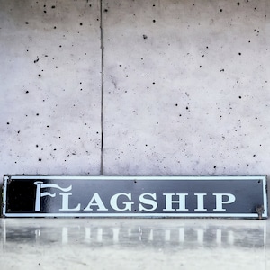 Vintage Enamel Sign Name Plate Flagship 1910, Vintage Collectors Gift,