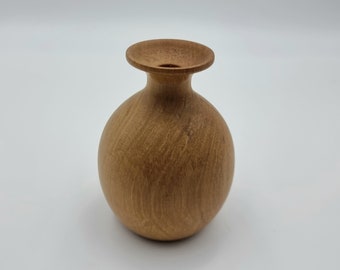 Vintage Wooden Elm Vase Made Mid Century Signed