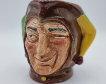 Toby Jug Royal Doulton Jester Vintage Miniature D5556 1936, Antique Home Gift
