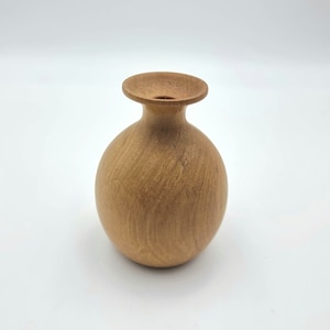 Vintage Wooden Elm Vase Made Mid Century Signed