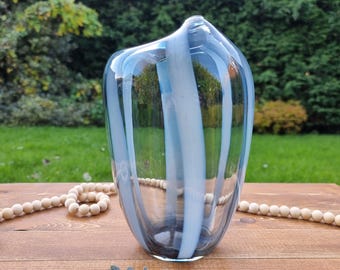 Scandinavian Glass Oval Vase Hand Blown, colourful vintage Ornament, Christmas Gift. Art Glass