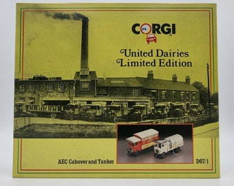 Vintage Corgi United Dairies AEC cabover- en tankwagenset: gegoten model in beperkte oplage
