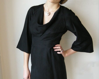 Black cowl neck dress, size 2, 4, 6 and 8