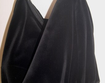 Women's Black Cotton Velvet Hobo