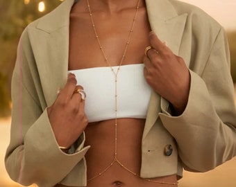 Einfache Gold Körperkette | Verstellbare Körperkette | Eleganter Schmuck | Geschenk für sie | Klassisch Einfach | Bikini Zubehör
