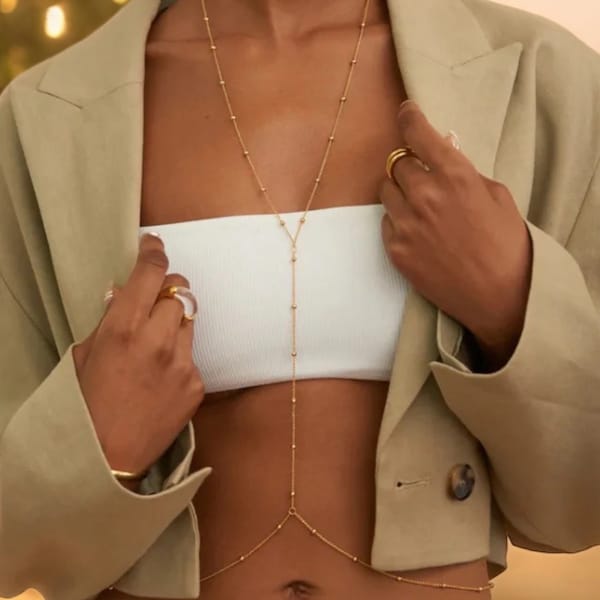Simple Gold Body Chain | Adjustable Body Chain | Elegant Jewellery | Gift For Her | Classy Simplistic | Bikini Assessories