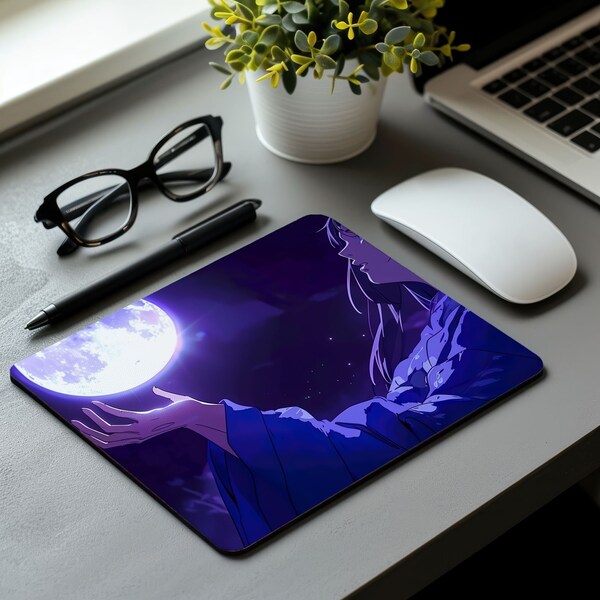 Small Gaming Mouse Pad with Stitched Edges | Moonlit Enchantment Desk mat | Extended XL Mousepad with Anti-Slip Base, Cool Desk Pad