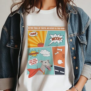 グレイハウンド スーパーヒーロー 漫画風 おもしろい ユニセックス T シャツ ペットの飼い主へのギフト