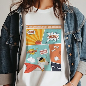 Jack Russell Superhero w stylu komiksowym Zabawny T-shirt unisex prezent dla właściciela zwierzaka