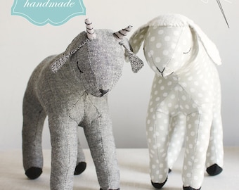 a sewing pattern : sleepy lamb and goat