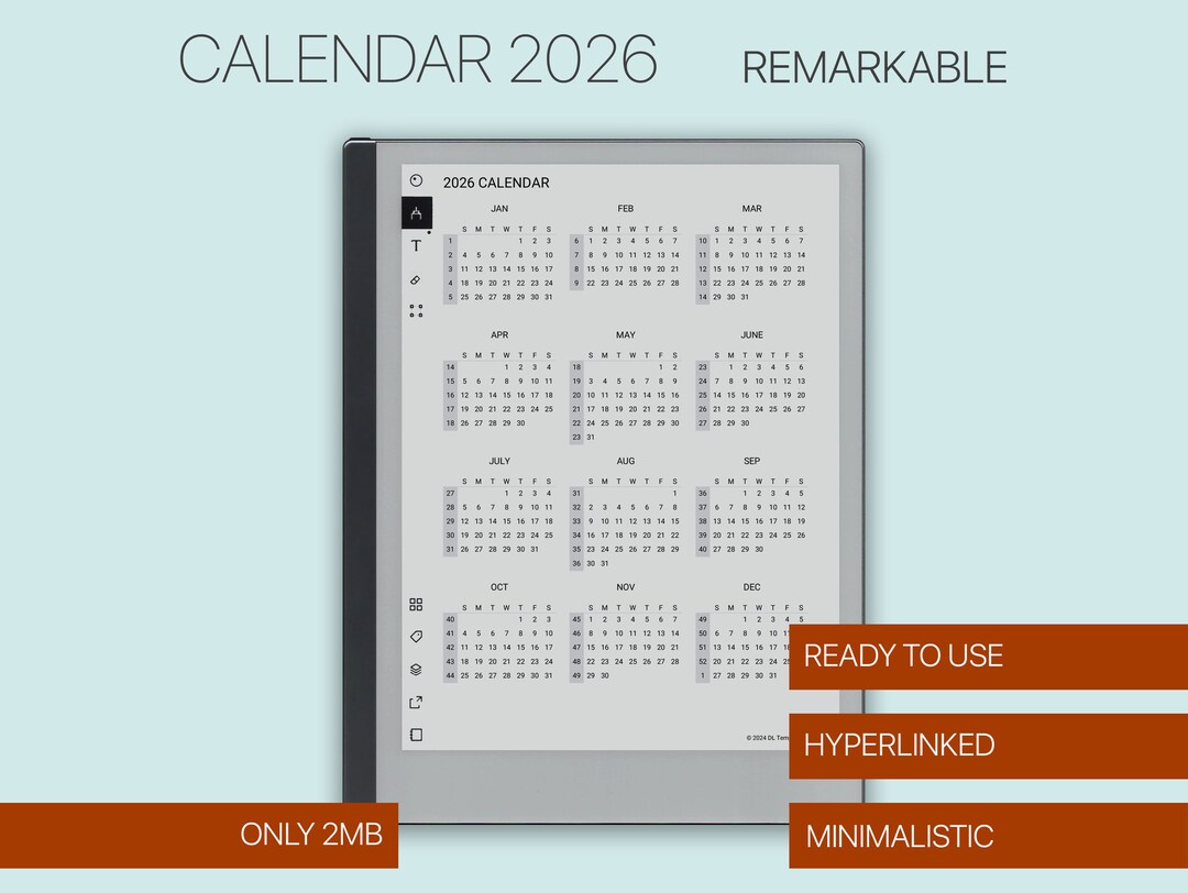 Remarkable 2 Daily Planner for 2026, Fully Hyperlinked Digital Notebook ...