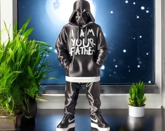 Urban 3D Printed Dark Masked Warrior Figurine – Streetwear Hoodie Collectible, Sci-Fi Art Toy