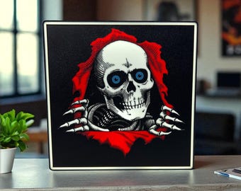 3D Printed Skater LED Light Box – Skateboard Skeleton Design with On/Off Switch