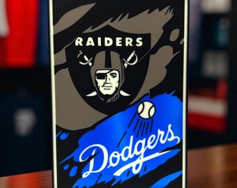 3D Printed LED Light Box – Sports Fan Gift, Silver and Black, Blue and White