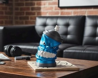 Graffiti Spray Can Tabletop Decor | Urban Art Desk Accent | Street Art Style Display Piece