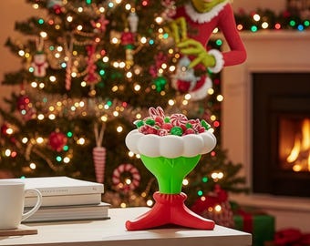 Grinch snoepschaalplanter | Feestdecoratie | Kersttraktatiehouder | Leuke Grinch-voetenweergave