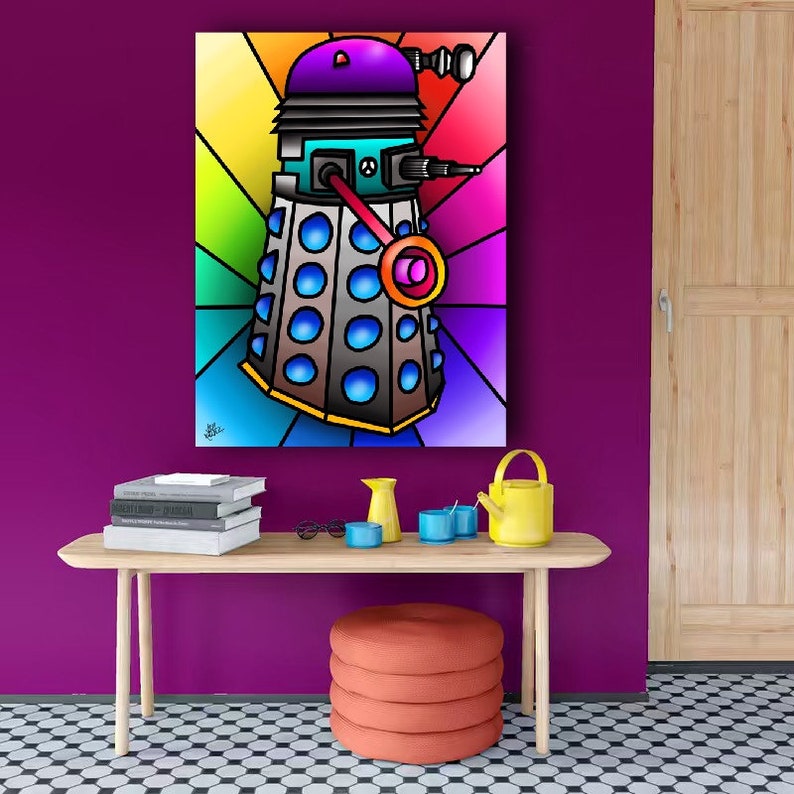 Funky Hippy Dalek colourful fine art print by Amanda Hone image 4