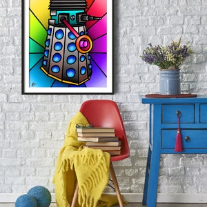 Funky Hippy Dalek colourful fine art print by Amanda Hone image 3