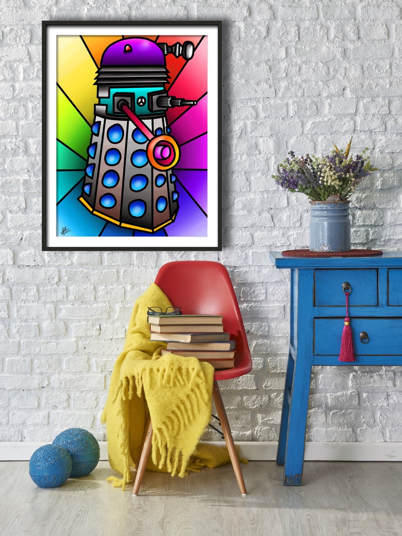 Funky Hippy Dalek colourful fine art print by Amanda Hone image 3