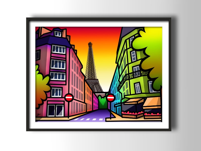 Eiffeltoren, Parijs kleurrijke fine art print door Amanda Hone afbeelding 2