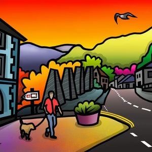 Blaenau Ffestiniog colourful fine art Wales print by Amanda Hone image 1