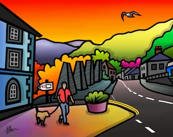 Blaenau Ffestiniog - colourful fine art Wales print by Amanda Hone