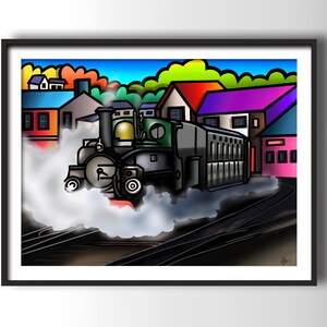 Festiniog Railway, Porthmadog colourful fine art Wales print by Amanda Hone image 2