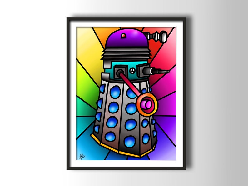 Funky Hippy Dalek colourful fine art print by Amanda Hone image 2