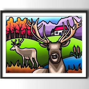 Stag Party colourful fine art Scottish print by Amanda Hone image 2