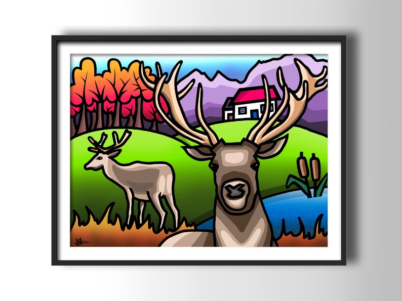 Stag Party colourful fine art Scottish print by Amanda Hone image 2