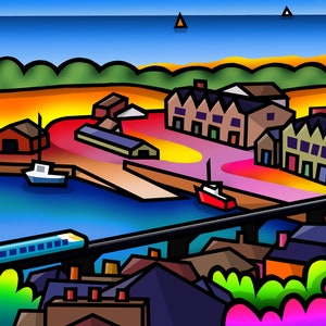 Barmouth Bridge 2 colourful fine art Wales print by Amanda Hone image 1