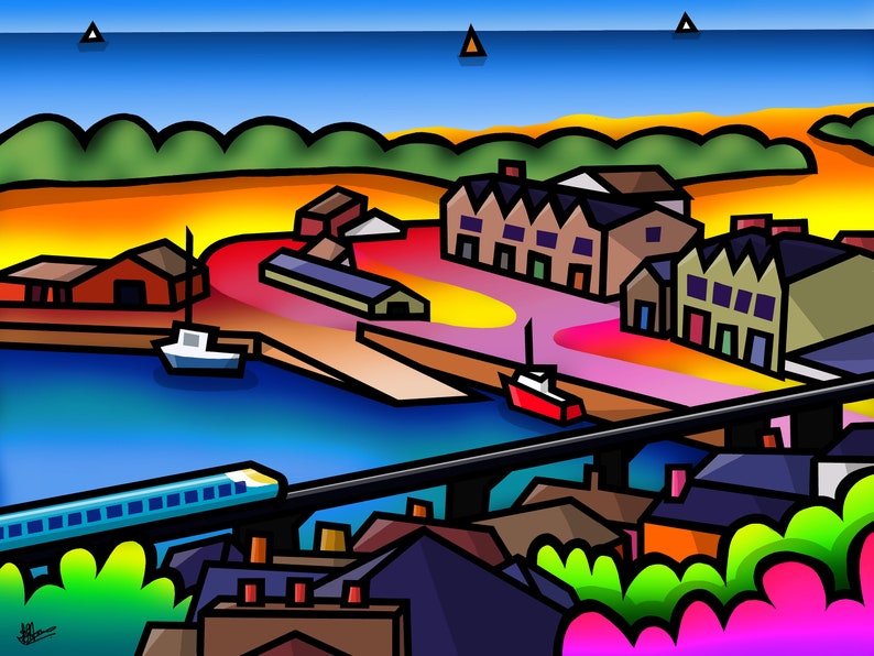 Barmouth Bridge 2 colourful fine art Wales print by Amanda Hone image 1
