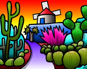 The Cactus Garden, Lanzarote - colourful fine art print by Amanda Hone