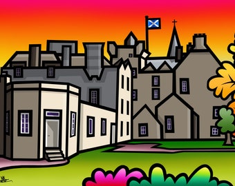 Brodie Castle - colourful fine art Scottish print by Amanda Hone